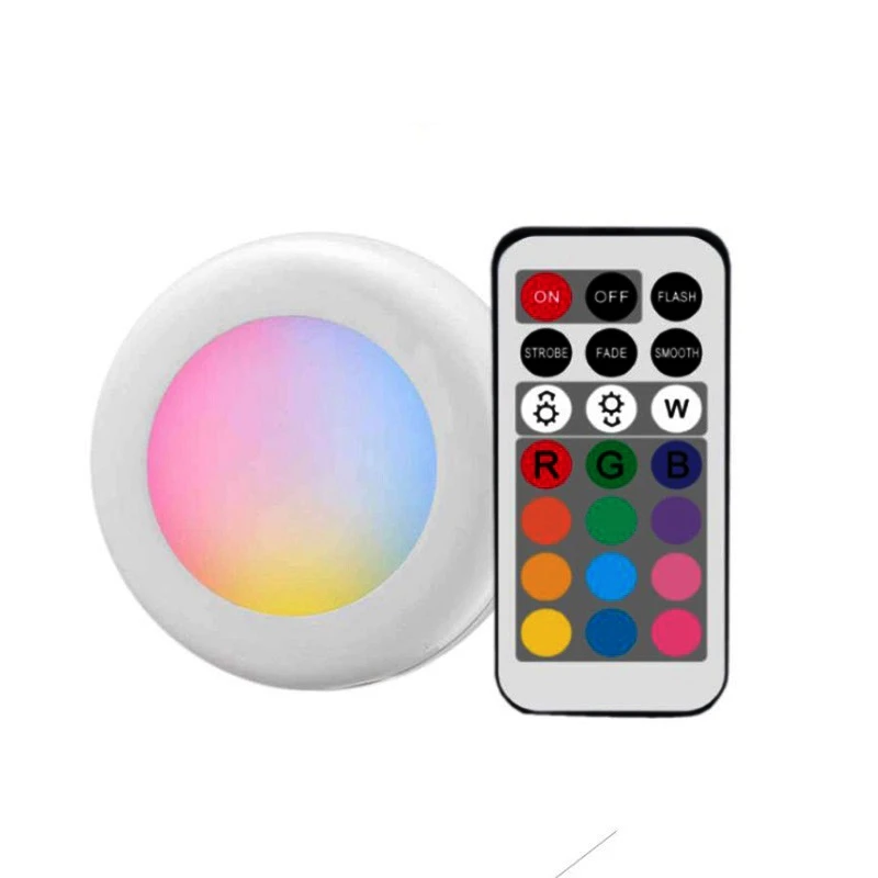 Беспроводной многоцветный Диммируемый RGB светильник для шкафа с дистанционным управлением, сенсорный датчик для шкафа, светодиодный светильник для настенного гардероба, лестницы, коридора, ночника