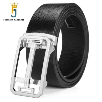 

FAJARINA Quality Men's Pure Cowhide Genuine Leather Belt Automatic Hollow Buckle Alloy Black Mens Formal Belts for Men ZDFJ083
