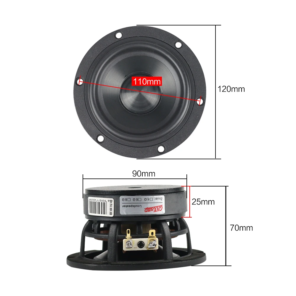 Speaker Units for audio speakers bookshelf speakers GHXAMP Ceramic Metal Aluminum Film 4 inch 120mm Mid-Bass Woofer HIFI 2 Way 3 Way Mid Bookshelf desktop Horn 1PC