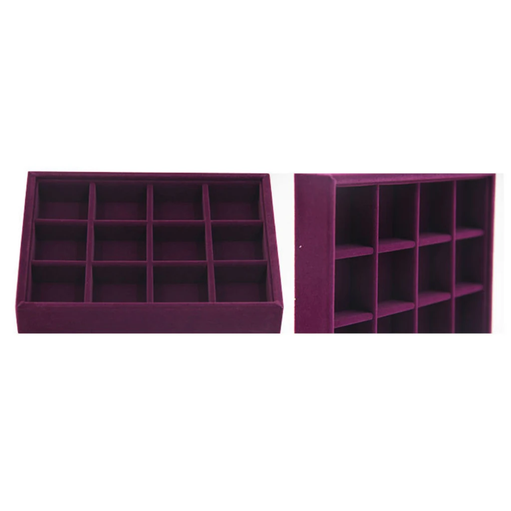 Elegant Purple Velvet Stackable Jewelry Display Tray Case Holder Organizers