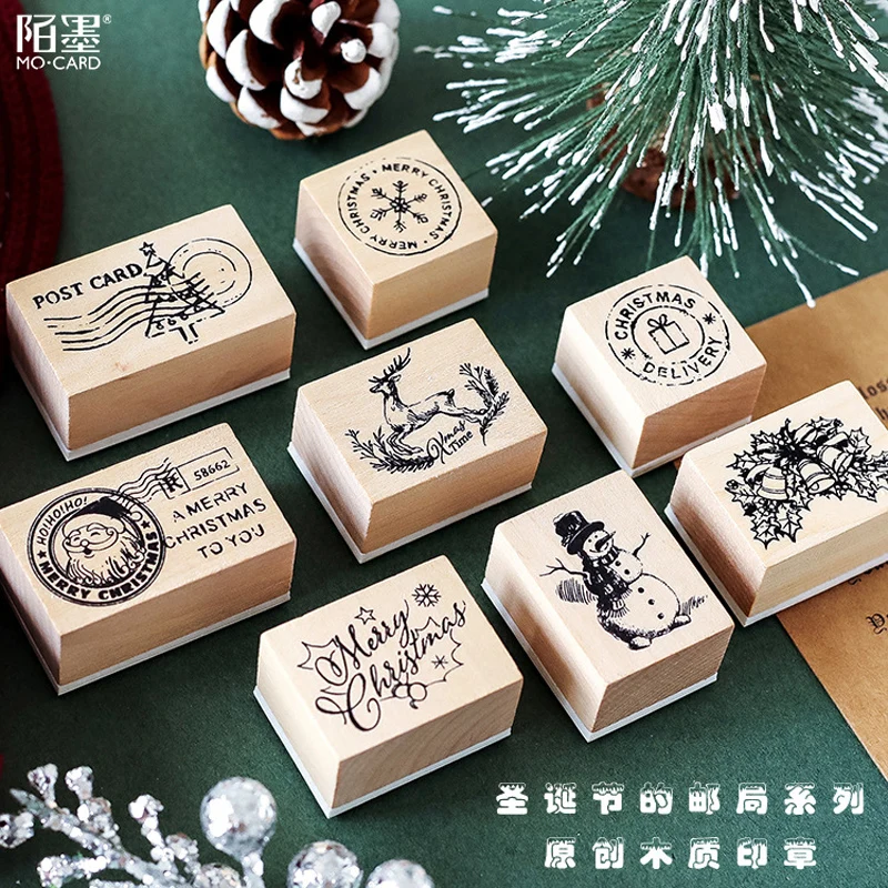 

Vintage Christmas decoration tree stamp DIY wooden rubber stamps for scrapbooking stationery scrapbooking standard stamp JD11