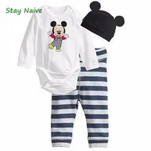 Baby rompers long sleeve cotton romper baby infant cartoon Animal newborn baby clothes romper+hat+pants 3pcs clothing set