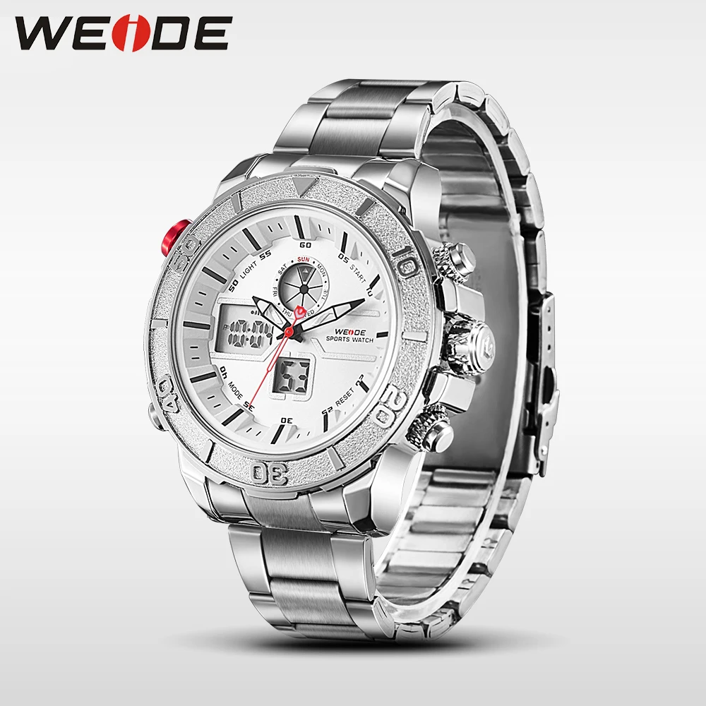 

Weide watch luxury sport watch stainless steel silver date digital led quartz sports wrist watch casual genuine fashion & casual