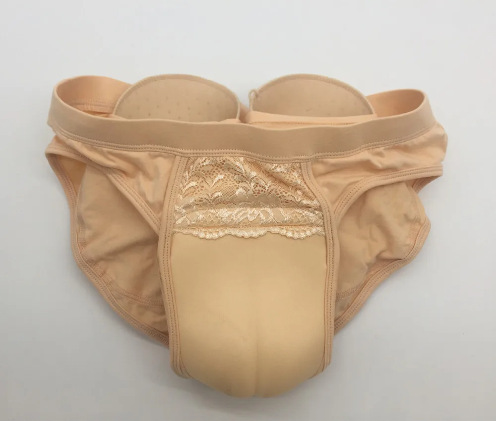 Fake Vagina Panties Sponge Padded Buttocks Pants Transgender