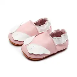Милые розовые \ T пинетки для новорожденных кожаные мокасины; первые шаги малыша обувь для младенцев 0-возможностью погружения на глубину до