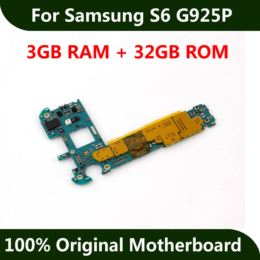 Original Motherboard For Samsung S6 edge G925P 32GB