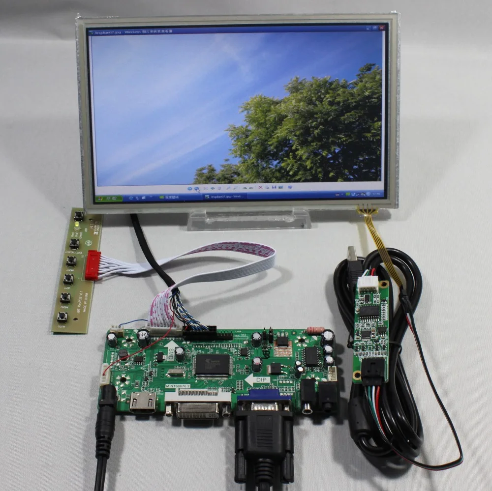 

HDMI+VGA+DVI+Audio Controller board+8.9inch HSD089IFW1 1024x600 lcd+Touch panel