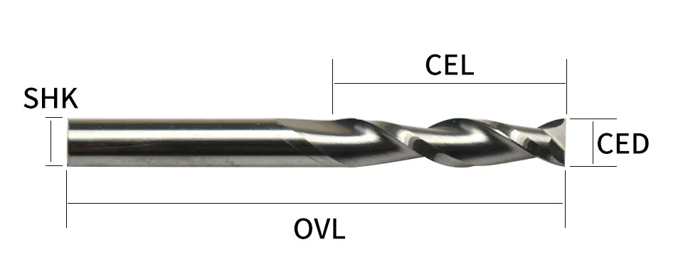 Huhao 1 шт. 6 мм 2 флейты Спираль с лезвием CEL 12-72 мм Измельчители ЧПУ Концевая фрезы для древесины карбида маршрутизатор Инструмент