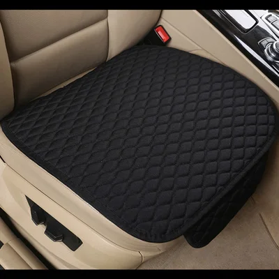 Одинарная льняная Подушка, модная универсальная подушка для автомобильных сидений, подходит для почти автомобилей, льняные чехлы для сидений, подушка для 4 сезонов - Название цвета: Black front