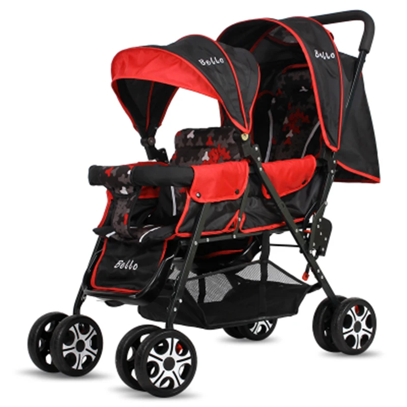 

Twin Baby Strollers For Boy And Girl Can Sit or Lie Reclining Double Face to Face With Shock -absorbering Folding Trolley