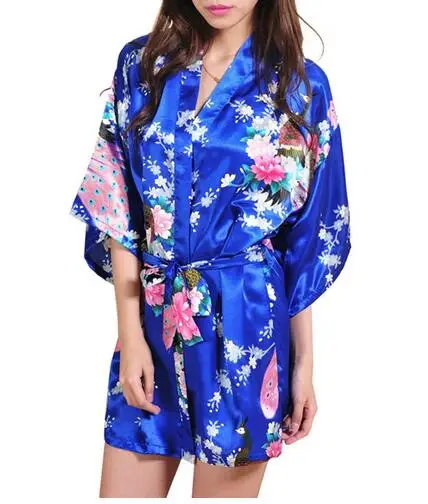 Women short kimono robe night robe bath fashion dressing gown floral bathrobe