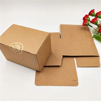 

25Pcs/Lot 9x6x6cm Kraft Paper Cardboard Package Candy Gift Box Free Lei Bicycle Adhesive Stickers For Flowers Cookies Moon Cake