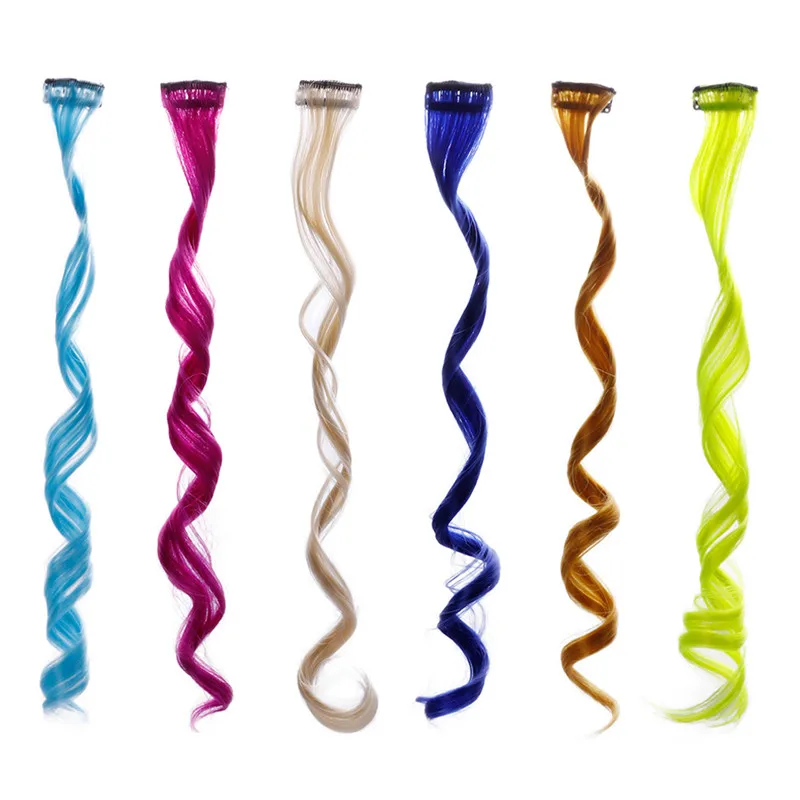 Colored Highlight Synthetic Hair Extensions Clip In One Piece Color