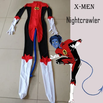 

Free Shipping X- Men Nightcrawler Kurt Wagner Superhero Male Costume Red Spandex Catsuit Halloween Mens Cosplay Costume