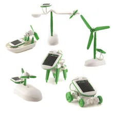 6 in 1 Solar Power Robot Kit DIY Assemble Gadget Airplane Boat Car Train Model Science Gift Toys for Boy Kids
