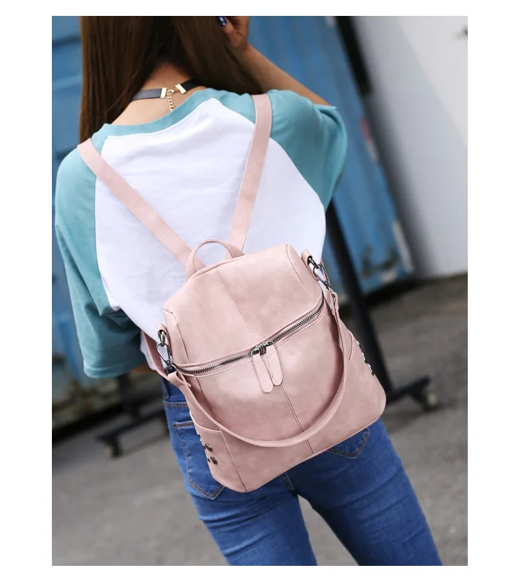 Женский рюкзак, высокое качество, кожа, школьные сумки для девочек-подростков, большой школьный рюкзак, Ретро стиль, одноцветные женские сумки через плечо