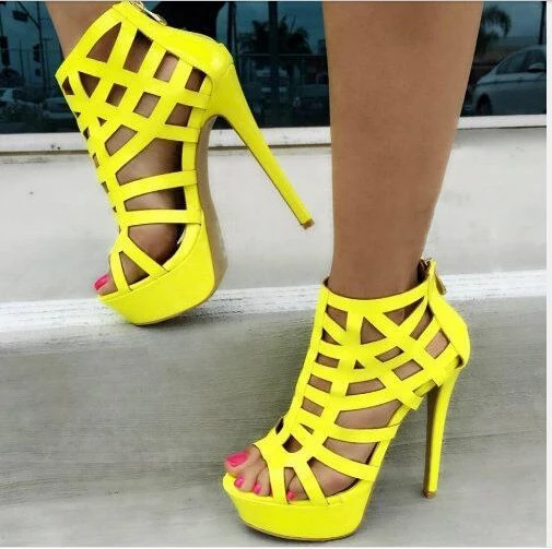 yellow and red heels