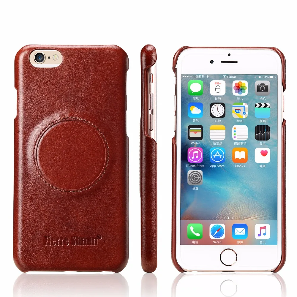 Discount Real Genuine Cow skin Natural Cowhide Leather Back Case Business Retro cover for iphone 7 / 7 plus Good to use in car