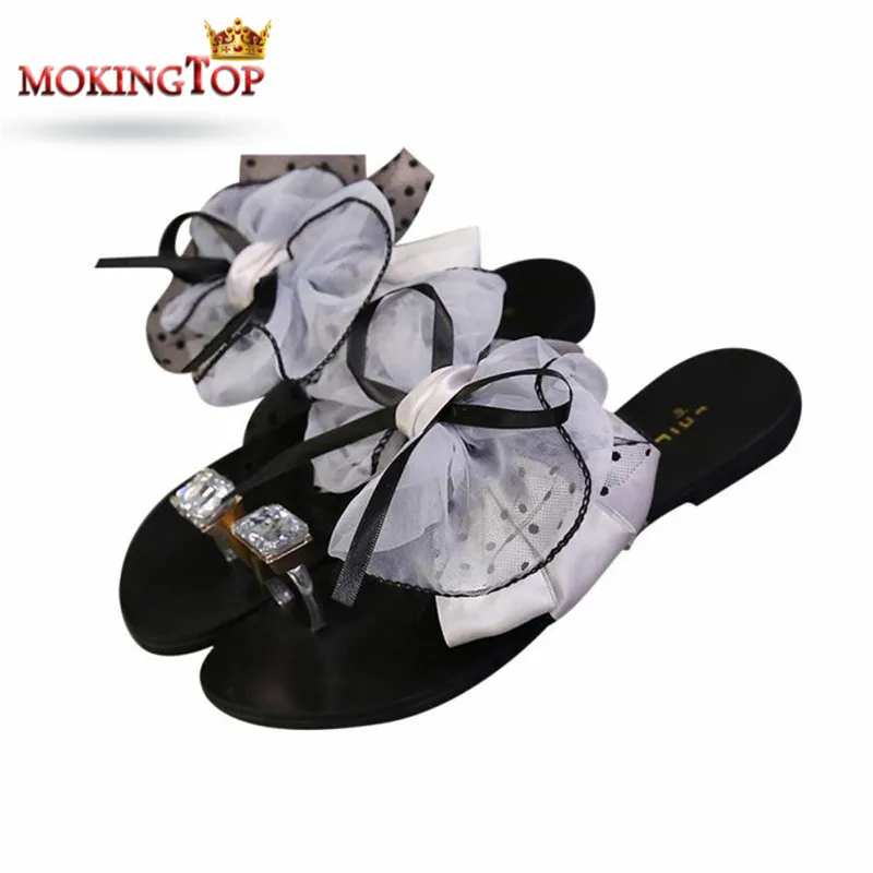MOKINGTOP Butterfly-knot slippers woman Flip Flops womens Indoor Outdoor flat slipper summer 2018 womans slipper Beach shoes#WS