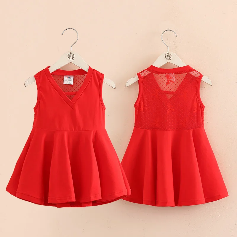 2021 Summer 2 3 4 5 6 78 10 Years Children's Party Prom Vneck Cute Red