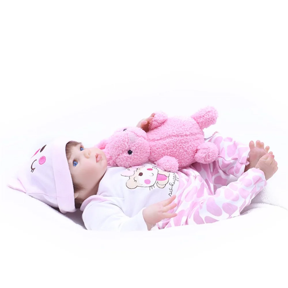 SanyDoll 16 дюймов см 43 см Силиконовые baby reborn куклы, кукла reborn прекрасный розовый костюм куклы праздничные подарки