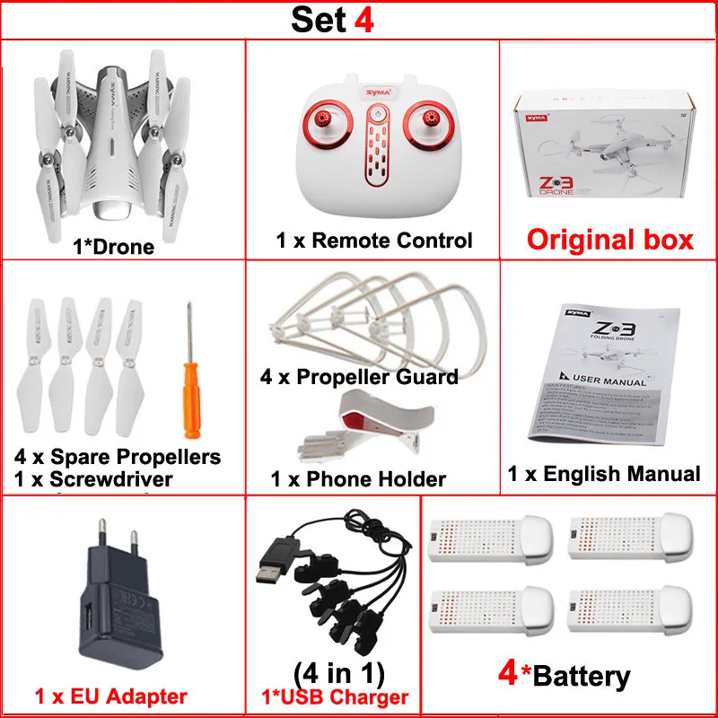 Syma Z3 Умный складной FPV RC Квадрокоптер оптический поток Дрон с HD Wifi камерой в реальном времени удержание высоты поток парение Безголовый режим - Цвет: set4