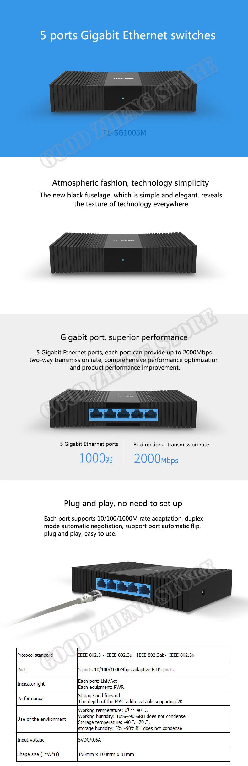 TP-Link TL-SG1005M 5 портов 10/100/1000 Мбит/с Gigabit коммутатор для интернет-сети сетевой узел лучший фирменный выключатель