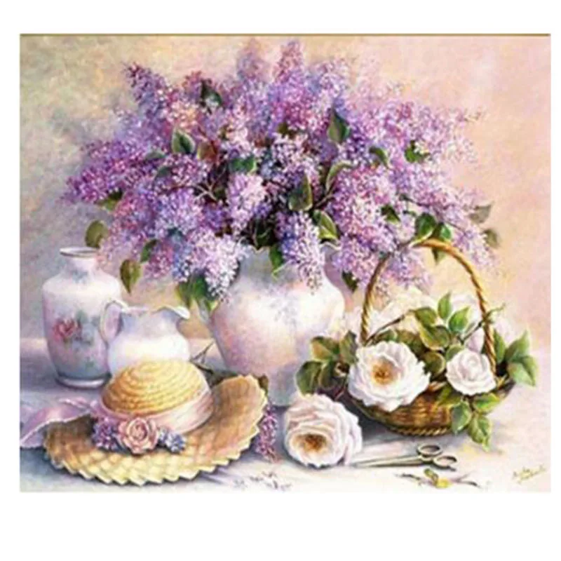 DIY Diamond Painting Purple Flower Rhinestone Cross Stitch Kits Diamond
