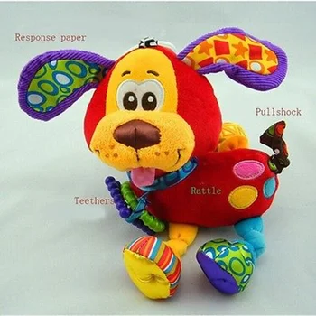 Hanging Toy Dog Plush vibration Rattle Teether newborn baby Gift Multifunction