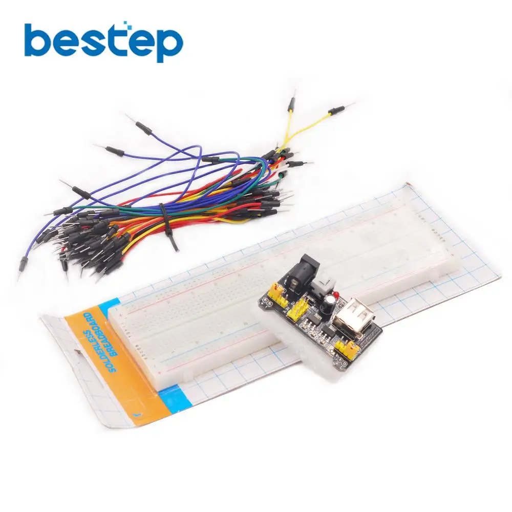 

3.3V 5V MB102 Breadboard Power Module+MB102 830 Points Solderless Prototype Bread Board Kit+65 Flexible Jumper Wires Flexibl Kit