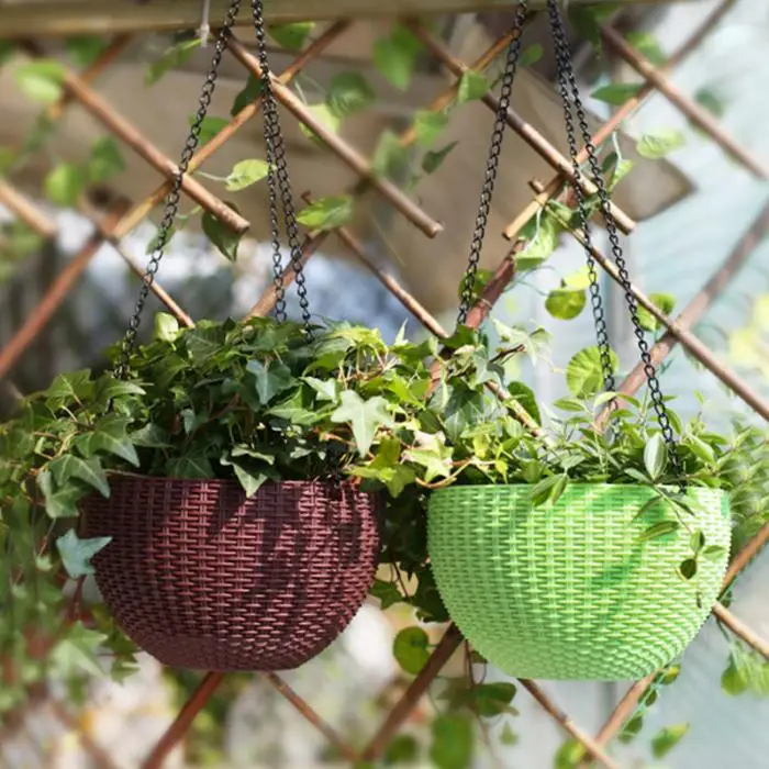 High 5Pcs Flower Pot Hanging Chain Basket Flower Pot 3 Point Garden Plant Hanger with Hooks LG66