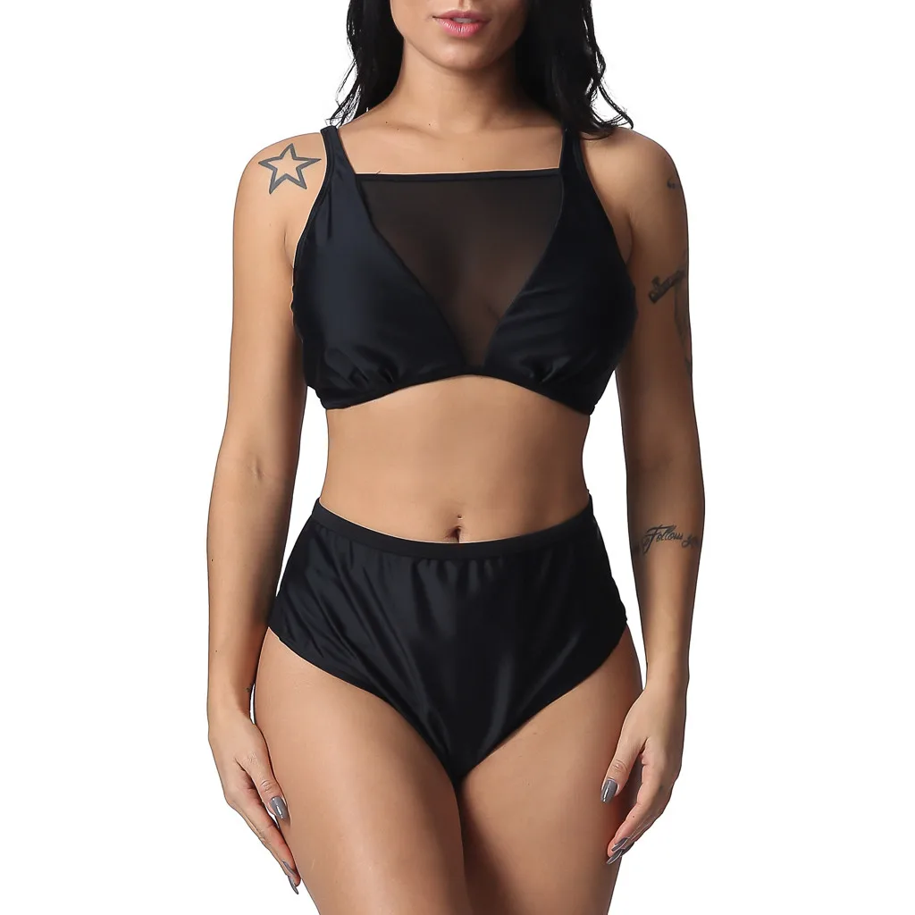 

Two Piece Large Size V-Neck Bikini Swimwear Sexy Pentagram Women Swimsuit Bathing Monokini Push Up Bikini Summer Swimsuits M17