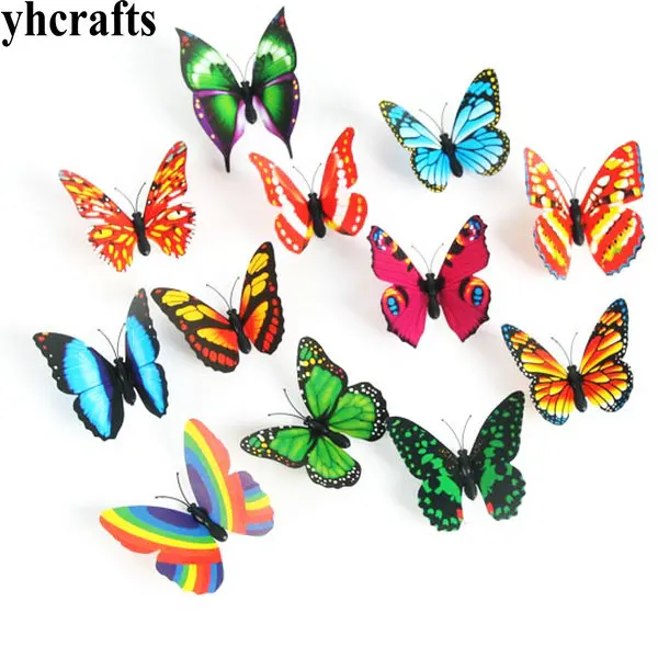 

100PCS/LOT.Mix 4cm Plastic simulation butterfly fridge magnet ,Kids toys Early learning educational toys Home decoration OEM