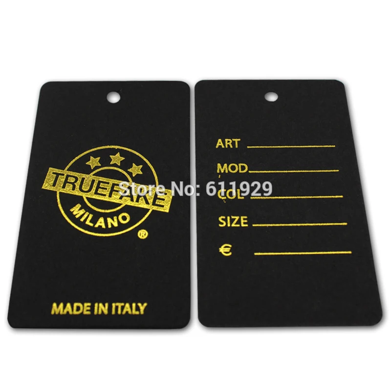 Buy Black matte cardboard tags/custom clothing printed paper tags/labels