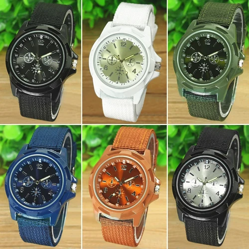 

Men's Fashion Military Army Style Nylon Band Sports Analog Quartz Wrist Watch  1LA3