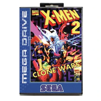 

X Men 2 Clone Wars with Box for 16 bit Sega MD Game Card for Mega Drive for Genesis Video Console