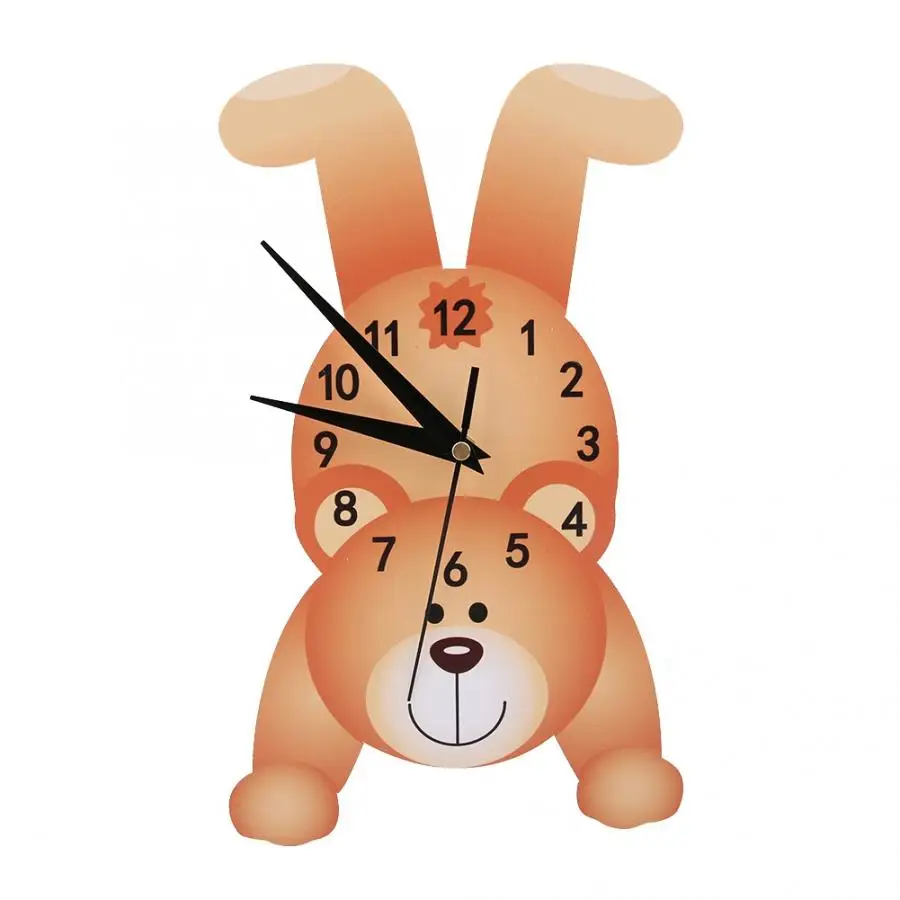 

Kids Cartoon Animal Mute Wall Clock Cute Birthday Gifts Children's Bedroom DIY Decor Clock