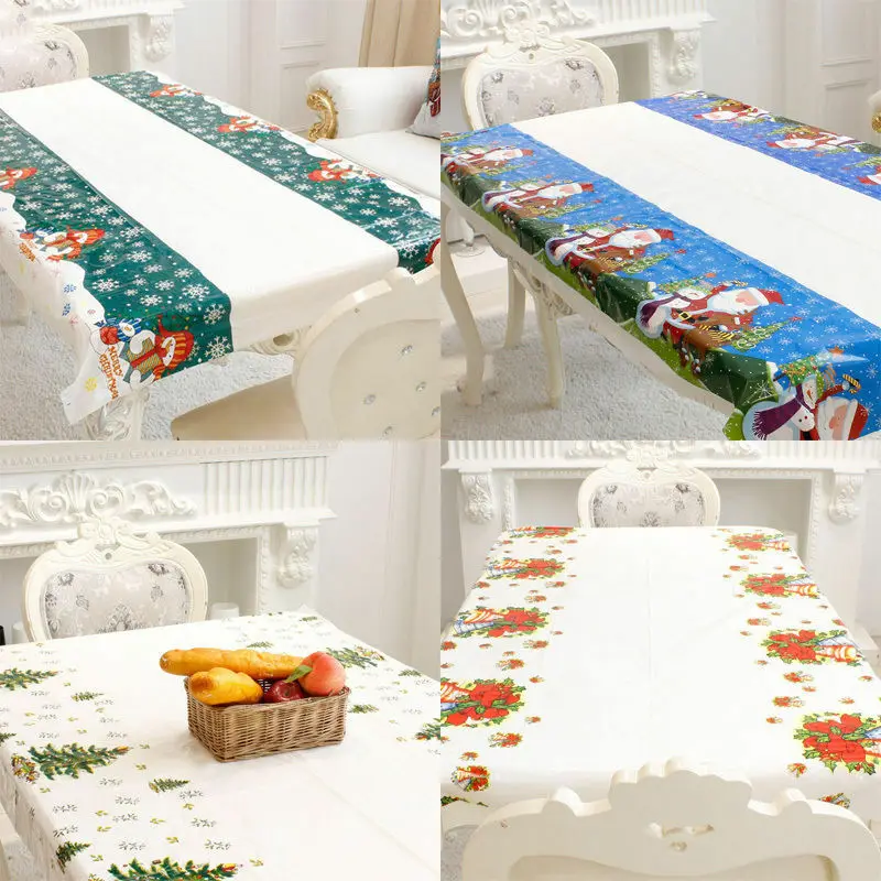 

Christmas Tree/Snowman/Santa/Xmas Bell Tablecloth Table Cover Cloth Home Decor