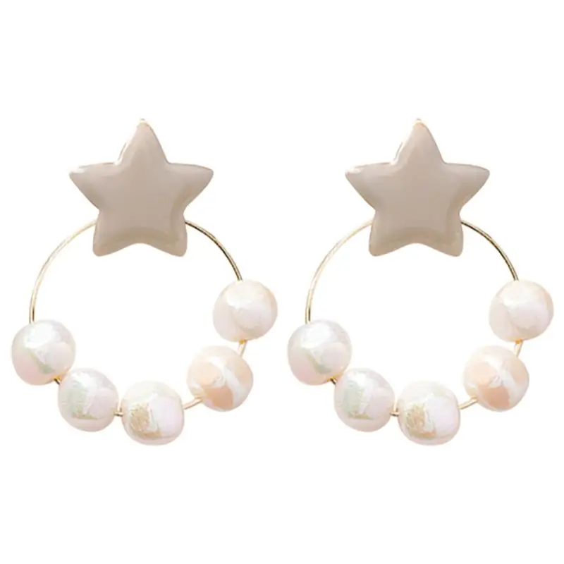 

Geometric Acrylic Pearl Seashell Earrings Retro Pentagon Star Simple Earrings Fashion Pendant Earrings Jewelry Chain Women Charm