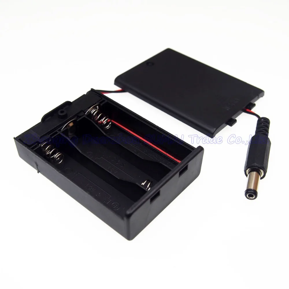 2pcs 3 pack 4.5V AA Battery Case Battery Storage Boxes With switch with cover with 5.5*2.1mm DC