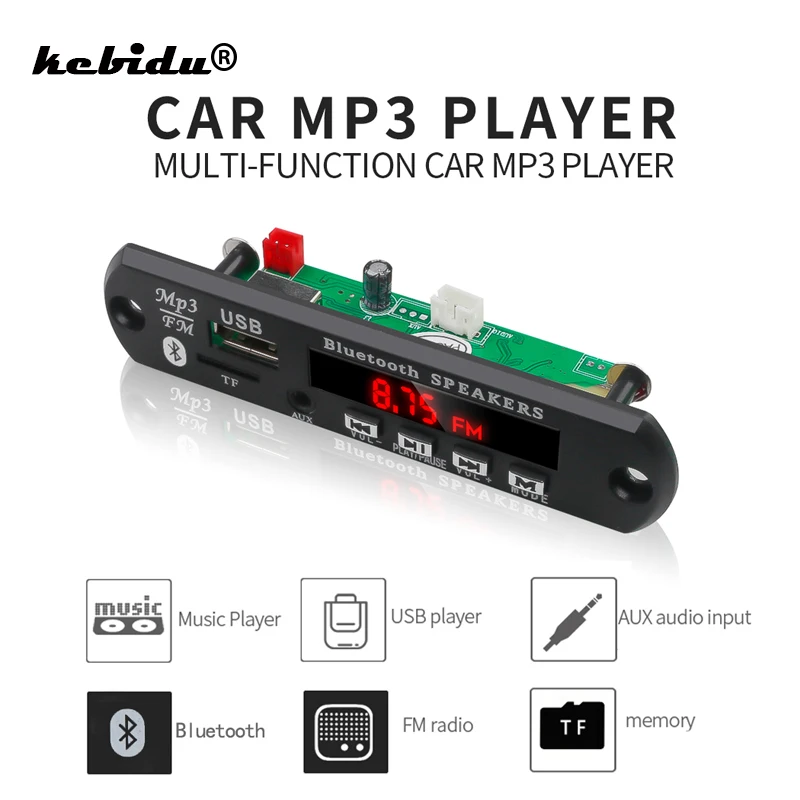 Автомобильный Bluetooth MP3 WMA FM AUX декодер 5 в 12 В плата аудиомодуль TF SD карта USB радио
