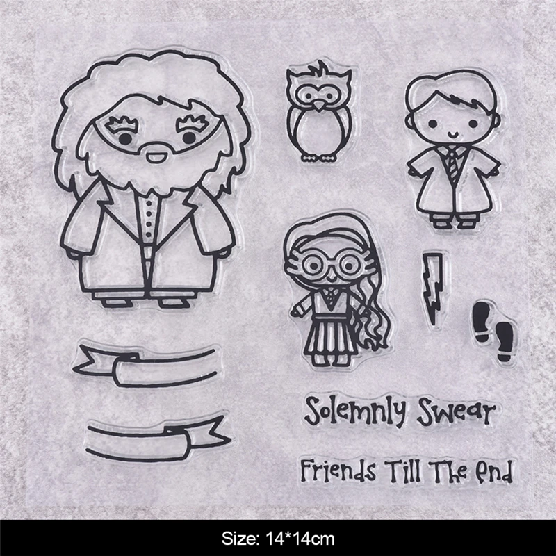 

InLoveArts 10Pc 14*14cm Card Stamps for Scrapbooking Man Owl Alphabet Embossing Craft Stamps Transparent Clear Silicone Stamp