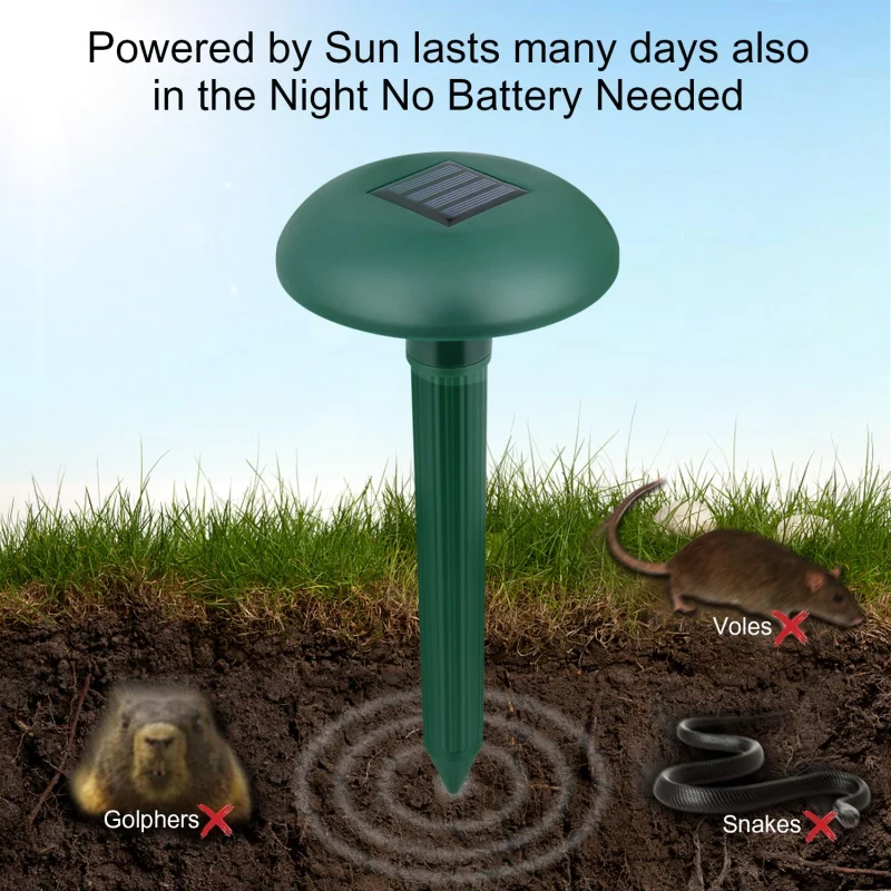 

Outdoor Garden Mole Repellent Solar Power Ultrasonic Mole Ultrasonic Solar Repeller Pest Reject Repellent Control Garden 2pcs