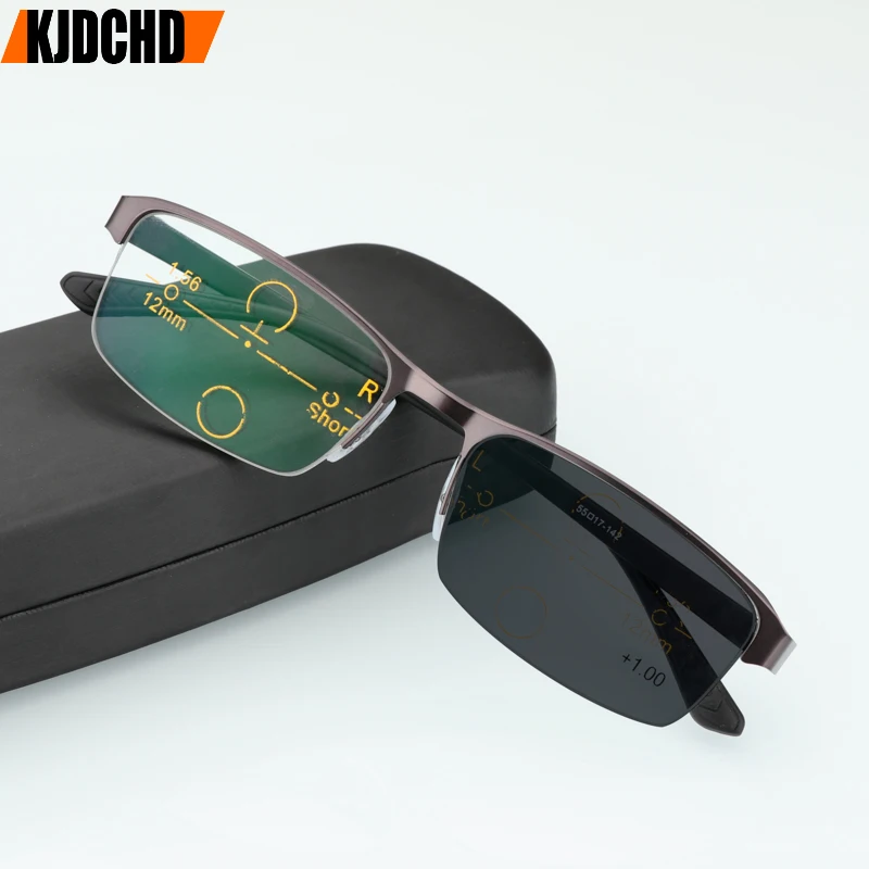 

Progressive Multifocal Glasses Photochromic Reading Glasses Flexible Temple Legs High Quality Half Frame Reading Glasses