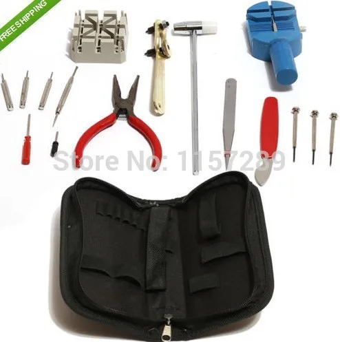 

Deluxe 16pc Watch Back Case Opener Tool Kit Repair Pin Remover Watchmaker + Tool + Bag