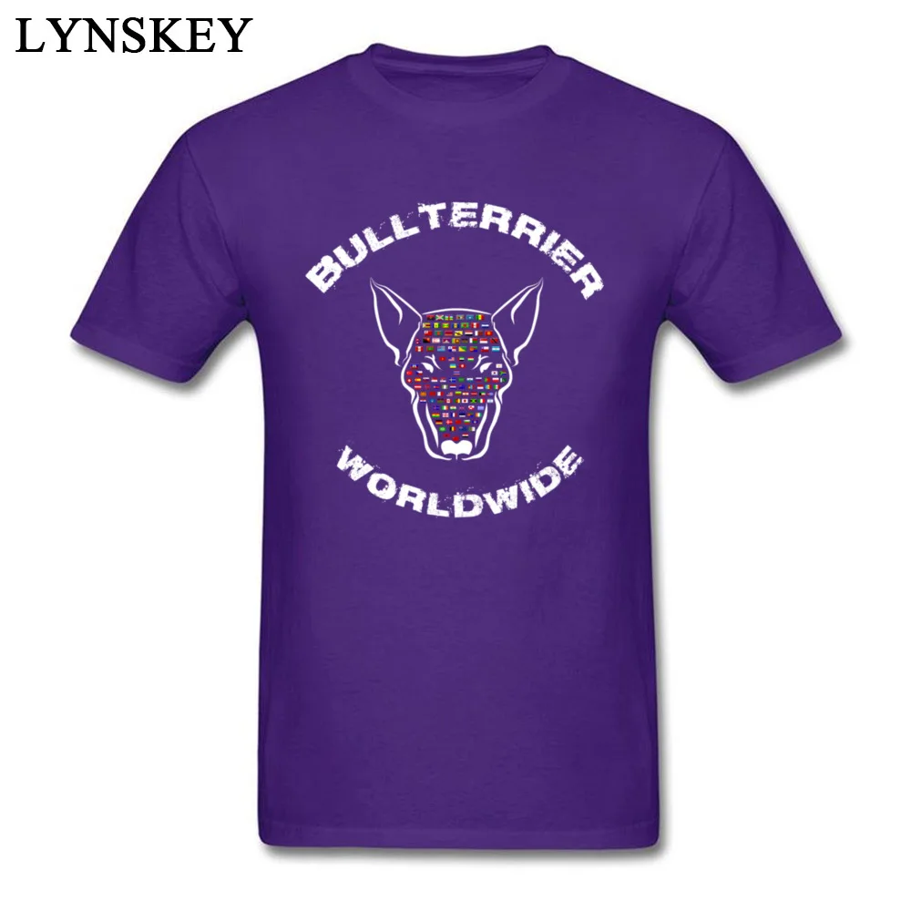 Design T-shirts Faddish Round Collar Bullterrier Worldwide Flags Cotton Student Tops Shirt Casual Short Sleeve Tee-Shirts purple