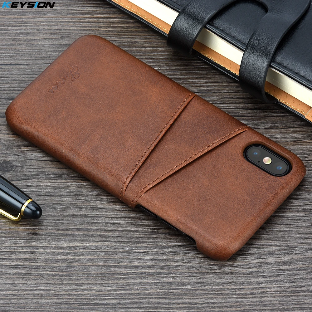 KEYSION Phone Case For iPhone X Cover Leather Luxury Wallet Card Slots