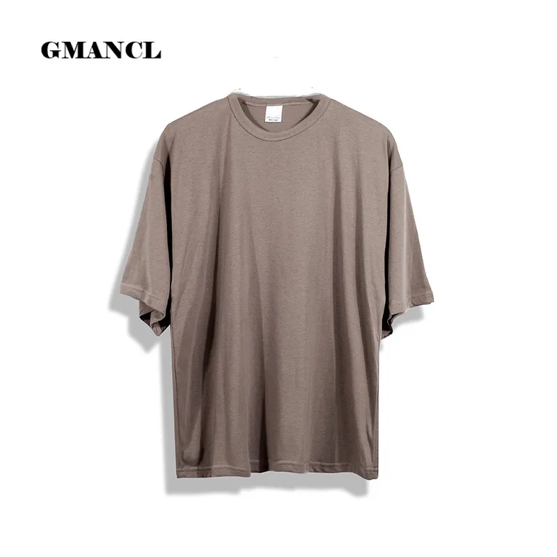 

GMANCL Breathable Thin Cotton Men's T-shirt 2018 Summer Oversized T shirt Solid Color Hip Hop Tee Shirts Men Hip Hop Streetwear