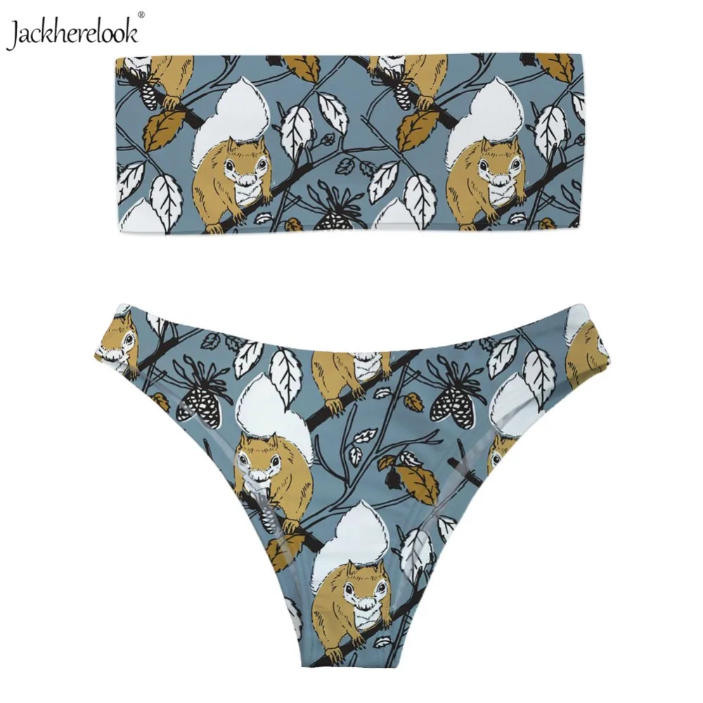 Jackherelook новинка сексуальный женский купальник без бретелек с принтом лесной