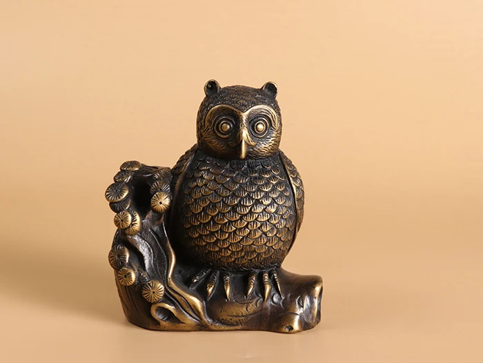 Antique Bronze Ornaments Brass Owl office Stationery desk Ornaments